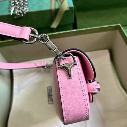 Bolsa Satchel Couro Rosa Fivela Ferradura