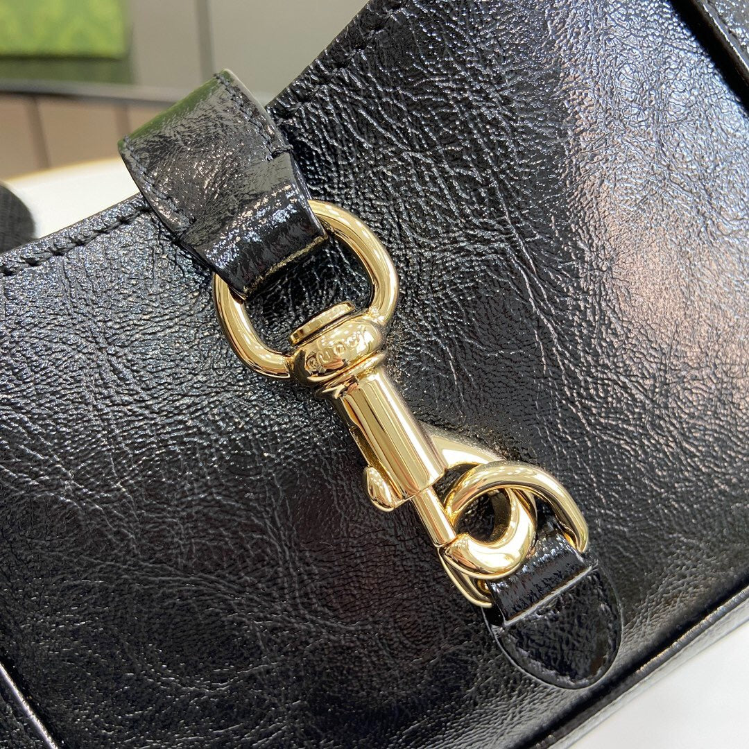 Bolsa Mini Couro Preto Listra Verde e Vermelha