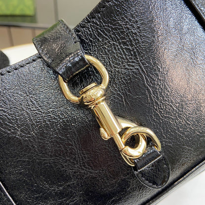 Bolsa Mini Couro Preto Listra Verde e Vermelha