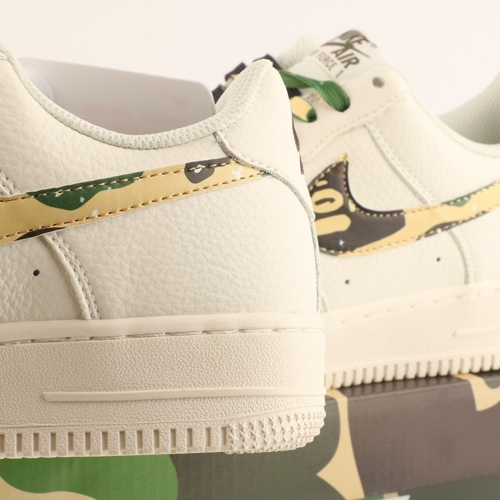 Tênis Cano Baixo Couro Branco Camuflado