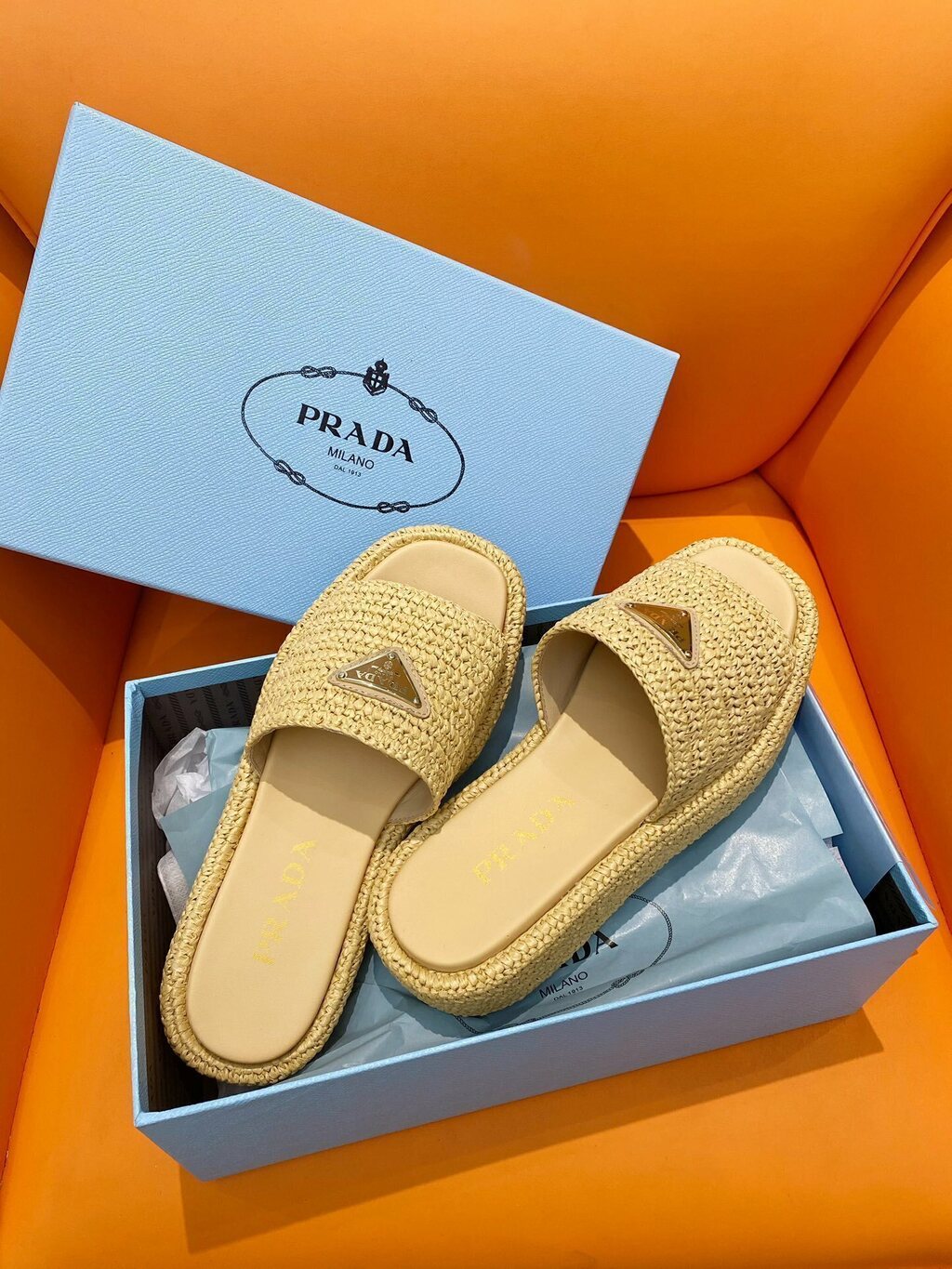 Sandália Flatform Crochê Natural Tira Frontal