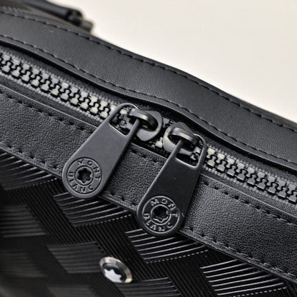 Mochila Messenger Couro Preto com Alça Ajustável