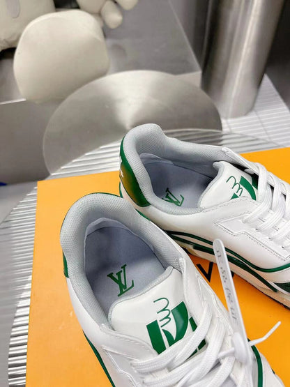 Tênis Couro Branco Detalhe Verde