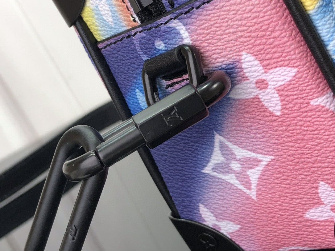 Bolsa Satchel Couro Padrão Monograma Multicolor Sunset Compact
