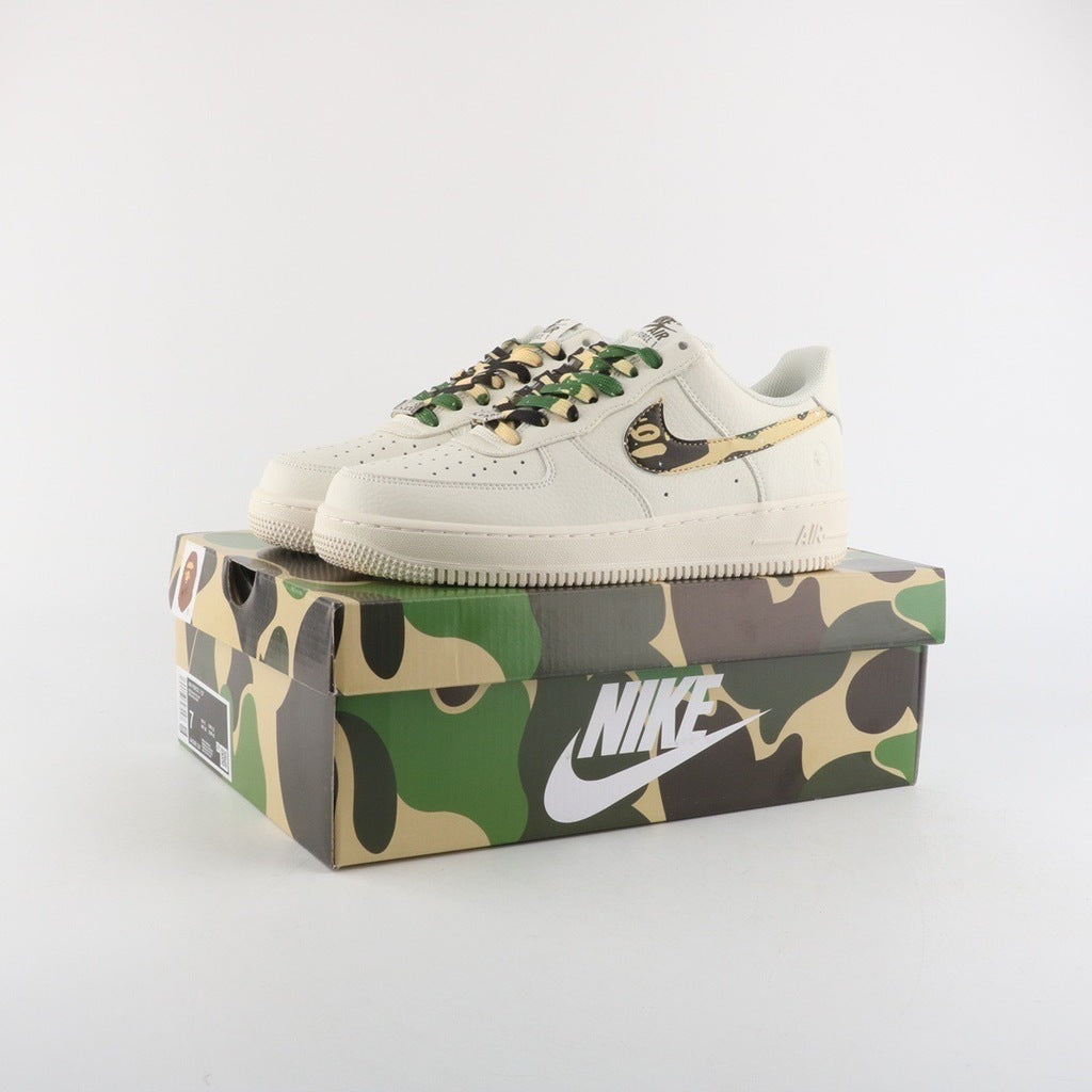 Tênis Cano Baixo Couro Branco Camuflado