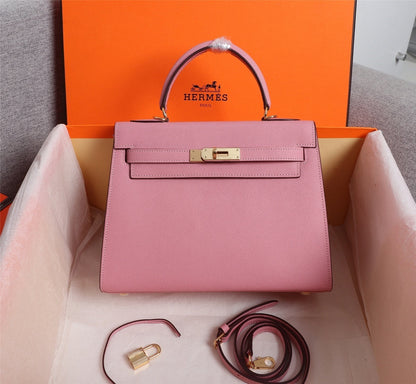 Bolsa Satchel Couro Rosa com Alça Frontal