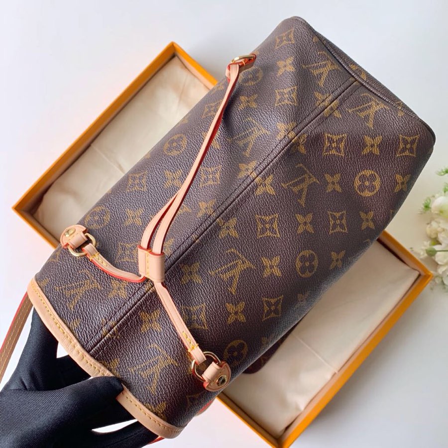 Bolsa Tote Couro Reversível Marrom e Bege com Alças Compridas