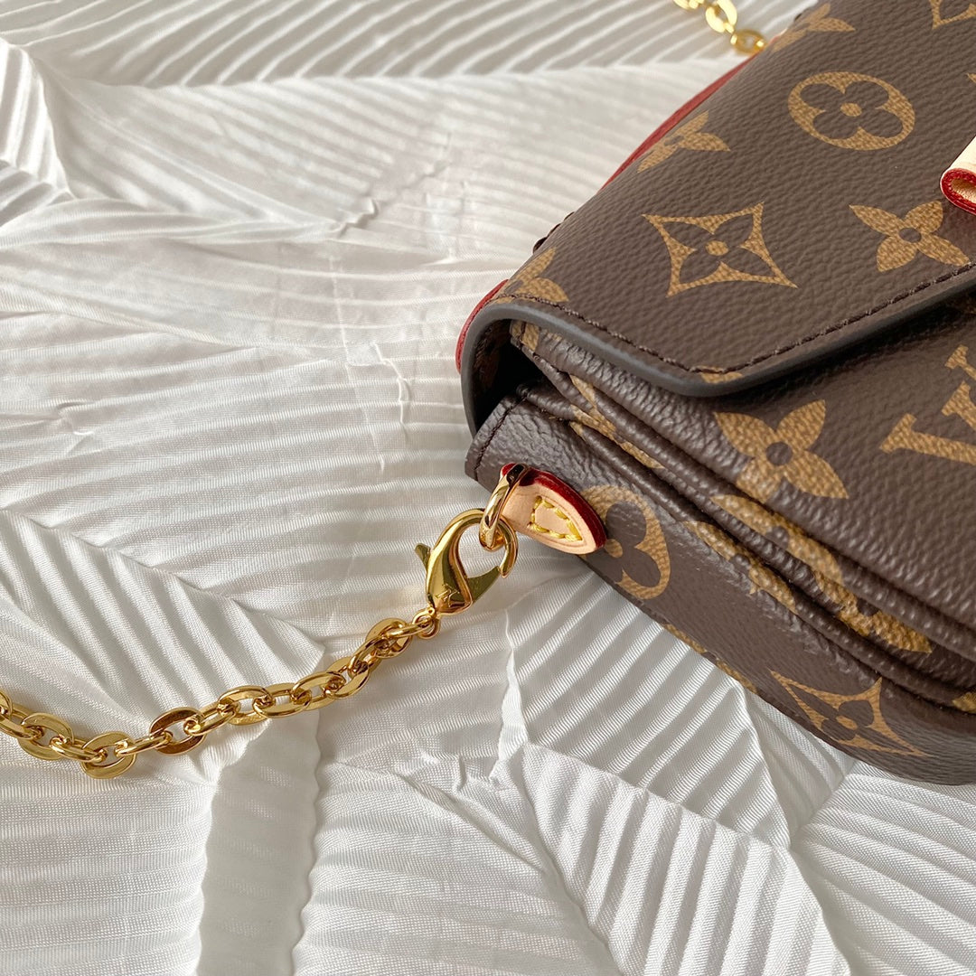 Bolsa Satchel Lona Padrão Monograma Geométrico Marrom Pequena