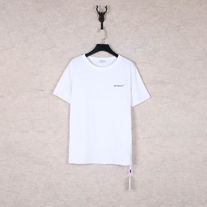 Camiseta Algodão Branca Seta Frontal Estampada