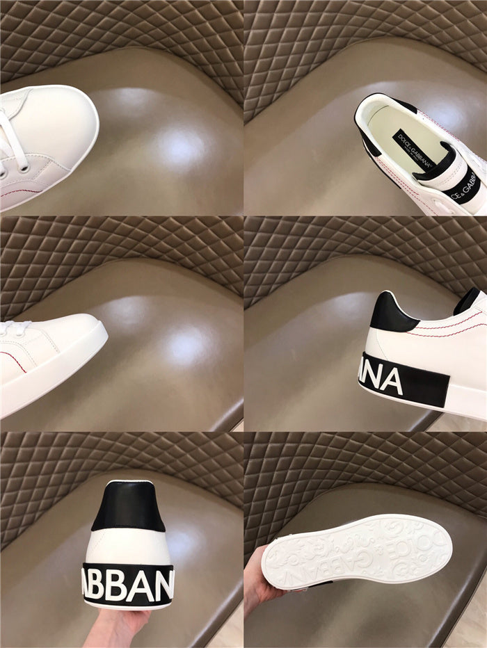 Tênis Couro Branco Detalhe Preto Casual