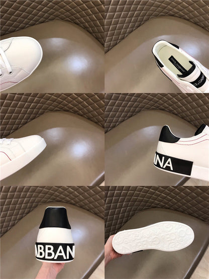 Tênis Couro Branco Detalhe Preto Casual