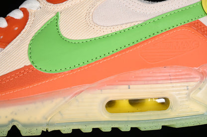 Tênis Runner Mesh Bege Detalhes Laranja e Verde