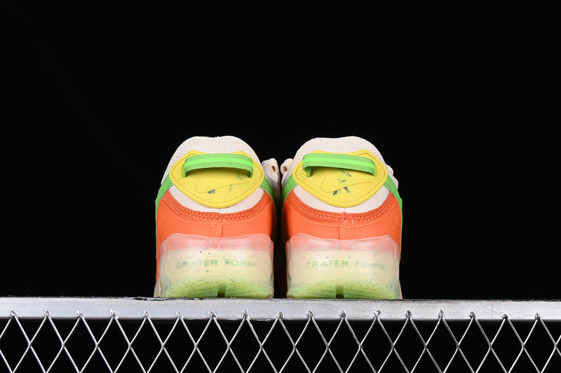 Tênis Runner Mesh Bege Detalhes Laranja e Verde