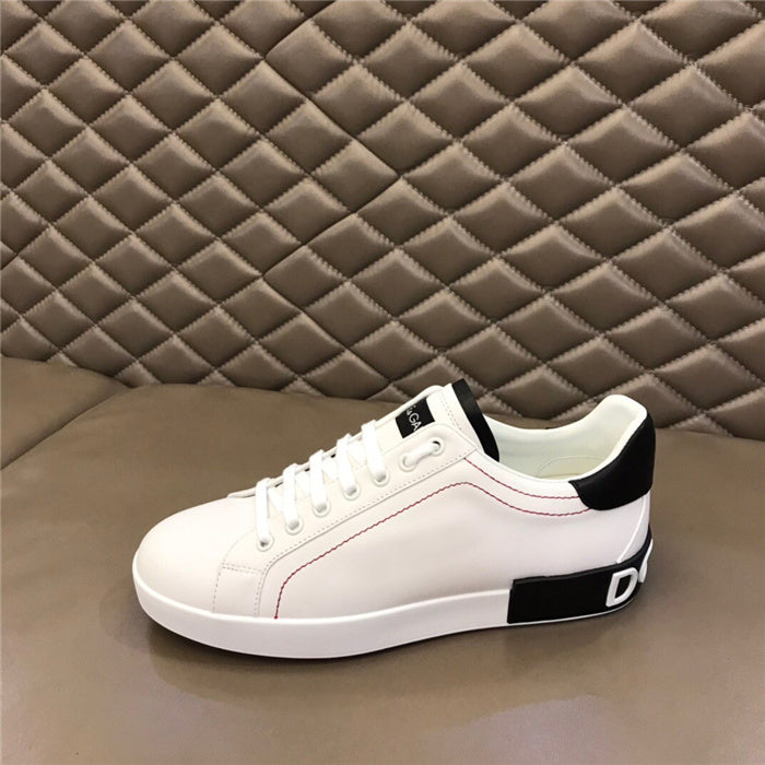 Tênis Couro Branco Detalhe Preto Casual