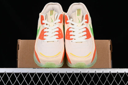 Tênis Runner Mesh Bege Detalhes Laranja e Verde
