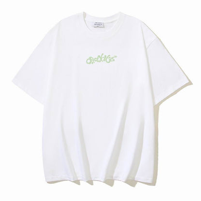 Camiseta Algodão Branca Estampa Frontal Preta