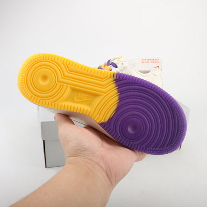 Tênis Cano Baixo Couro Amarelo Detalhe Roxo