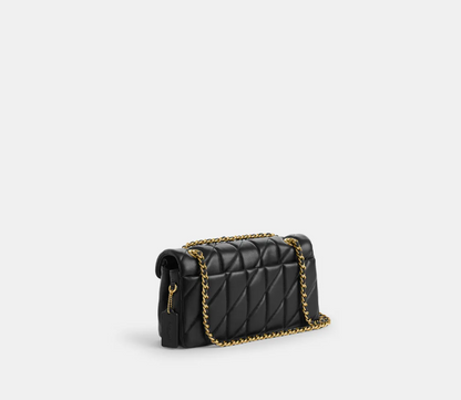 Bolsa Ombro Couro Preto Com Detalhe em Corrente