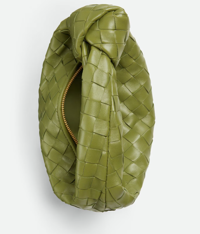 Bolsa Mini Estruturada Couro Entrelaçado Verde Matcha