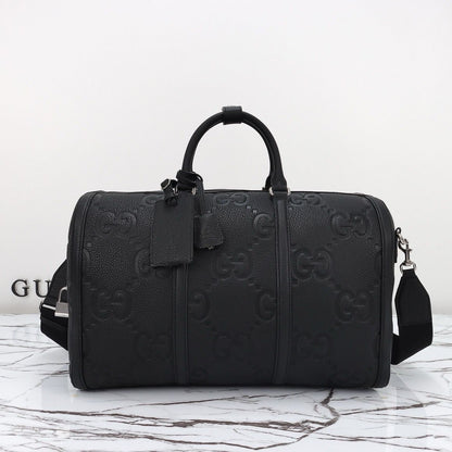 Bolsa Duffle Couro Padrão Letras Entrelaçadas Marrom Grande