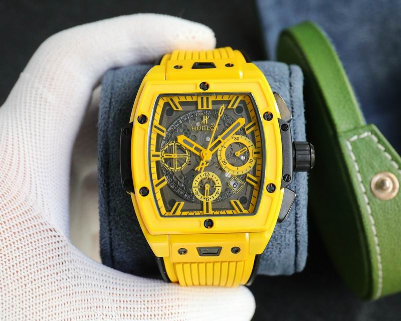 Relógio Analógico Aço Amarelo Mostrador Hexagonal