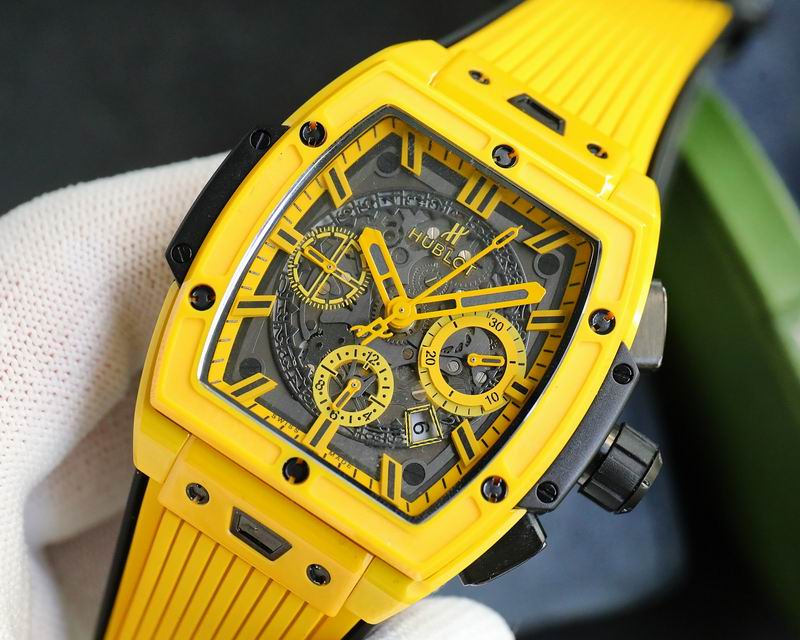Relógio Analógico Aço Amarelo Mostrador Hexagonal