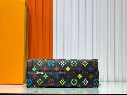 Bolsa Tote Couro Padrão Monograma Geométrico Marrom