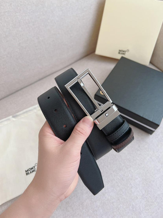 Cinto Couro Liso Preto Fivela Minimalista