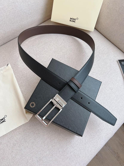 Cinto Couro Liso Preto Fivela Minimalista