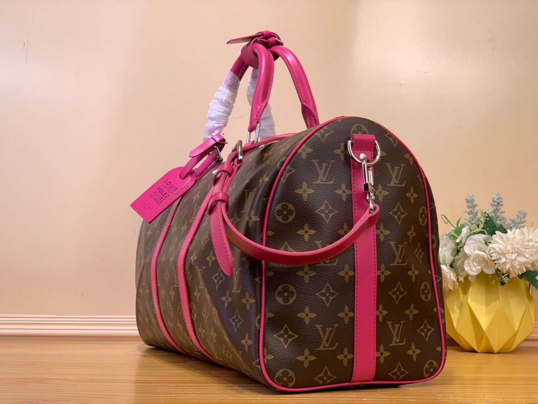 Mala de Viagem Lona Rosa Alça Ajustável 50cm