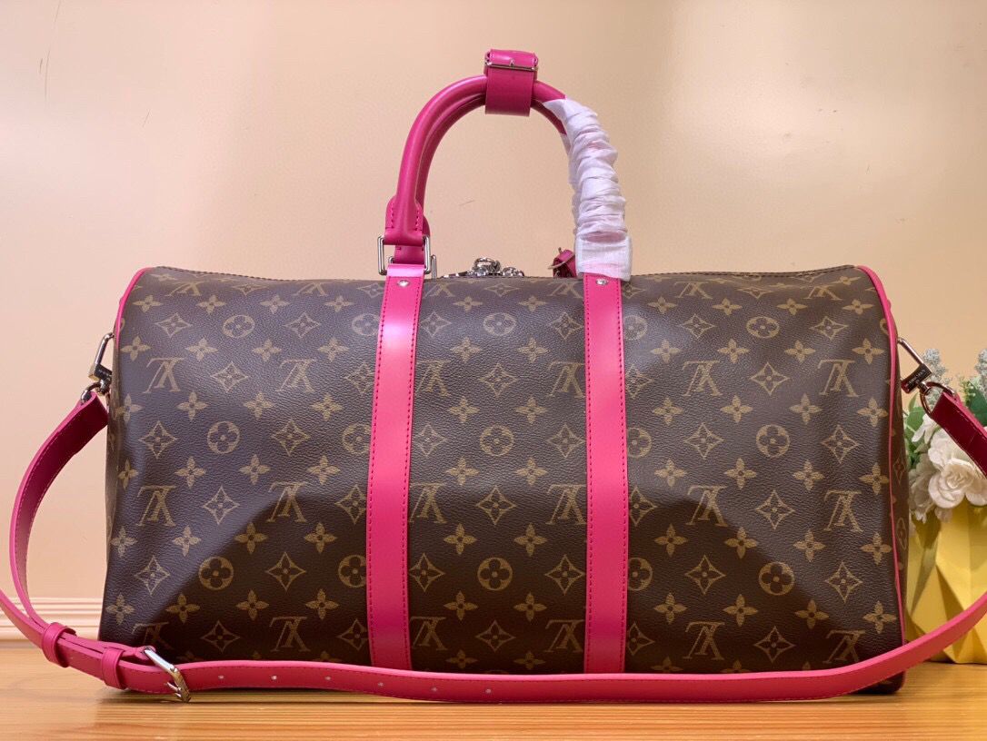 Mala de Viagem Lona Rosa Alça Ajustável 50cm
