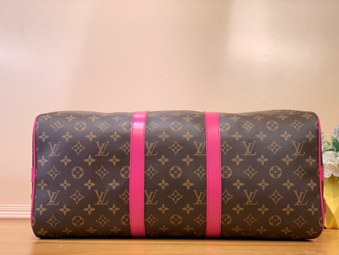 Mala de Viagem Lona Rosa Alça Ajustável 50cm