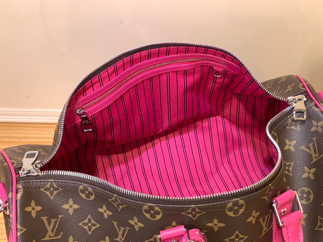 Mala de Viagem Lona Rosa Alça Ajustável 50cm