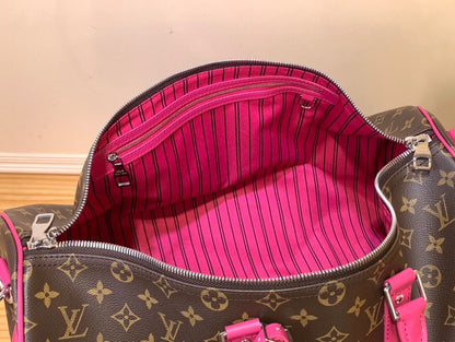 Mala de Viagem Lona Rosa Alça Ajustável 50cm