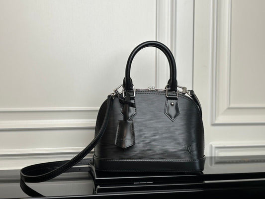 Bolsa Satchel Couro Preto Estruturada Tamanho Pequeno