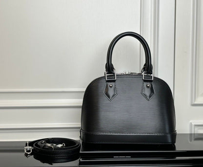 Bolsa Satchel Couro Preto Estruturada Tamanho Pequeno