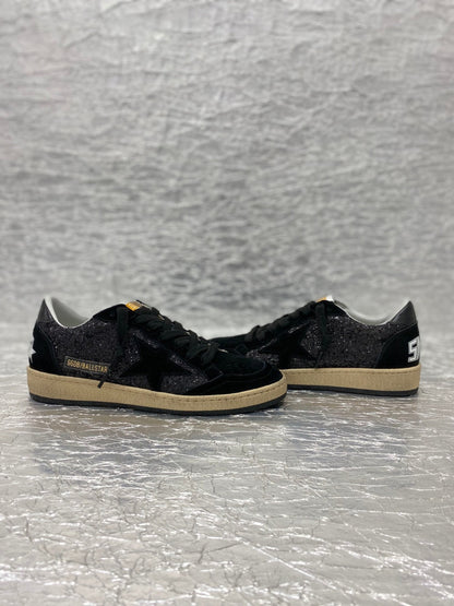 Tênis Couro com Glitter Preto