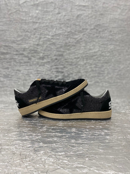 Tênis Couro com Glitter Preto