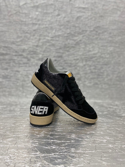 Tênis Couro com Glitter Preto