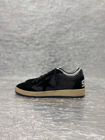 Tênis Couro com Glitter Preto
