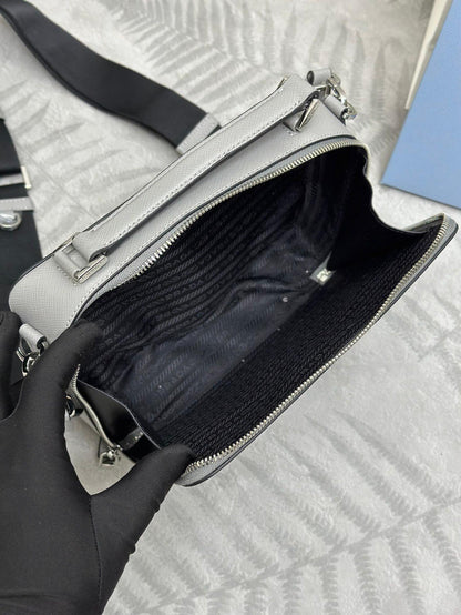 Bolsa Ombro Couro Cinza