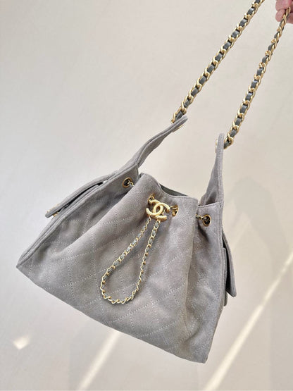 Bolsa Satchel Acolchoada Cinza 25cm