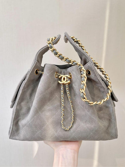 Bolsa Satchel Acolchoada Cinza 25cm