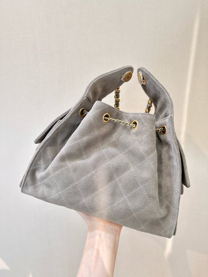 Bolsa Satchel Acolchoada Cinza 25cm