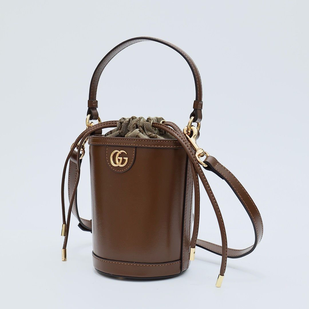 Bolsa Balde Mini Couro Listra Verde e Vermelha
