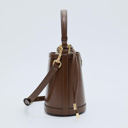 Bolsa Balde Mini Couro Listra Verde e Vermelha