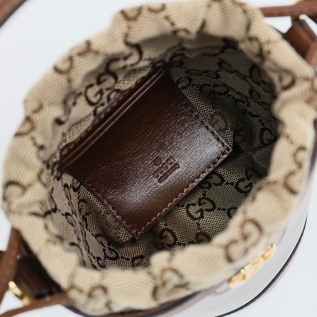 Bolsa Balde Mini Couro Listra Verde e Vermelha