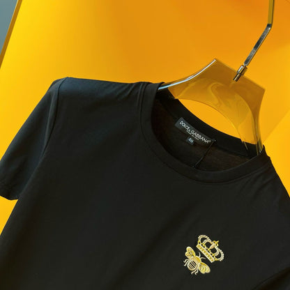 Camiseta Algodão Branca Bordado Coroa Frontal