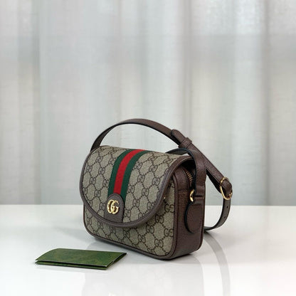 Bolsa Tiracolo Couro Padrão Letras Entrelaçadas Mini