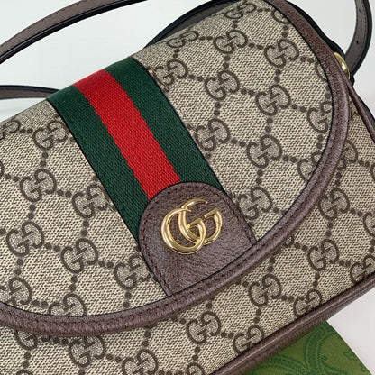 Bolsa Tiracolo Couro Padrão Letras Entrelaçadas Mini